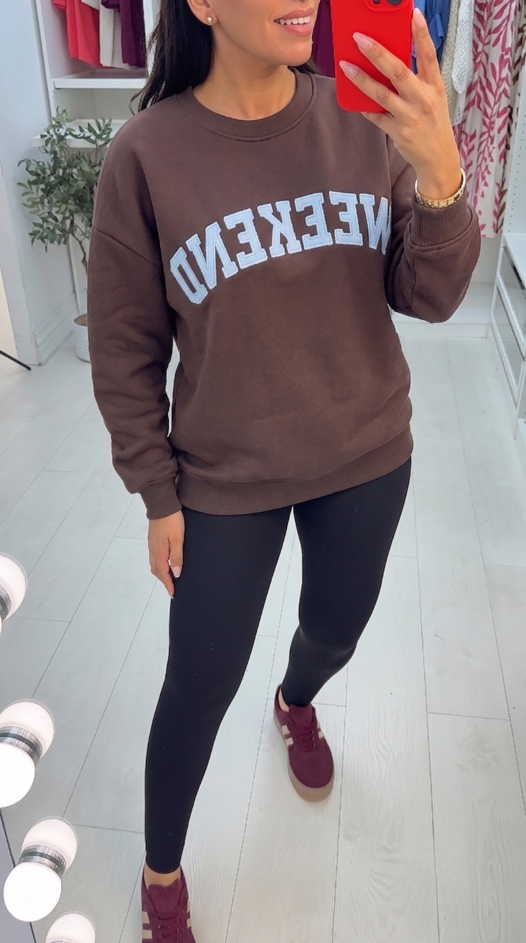 Daria 'Weekend' Slogan Loose Fit Sweatshirt