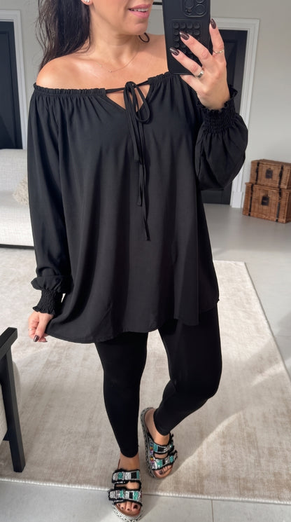 Teresa Plain Loose Fit Bardot Top