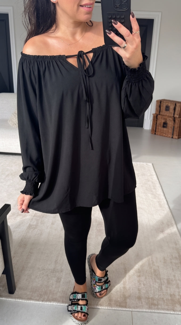 Teresa Plain Loose Fit Bardot Top