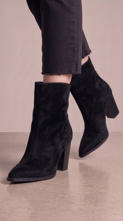 Amie Faux Suede Pointed Heeled Boots