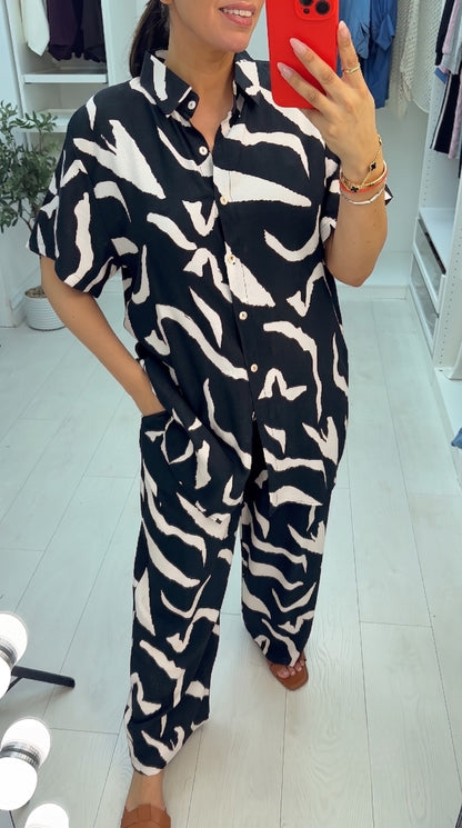 Leora Abstract Print Shirt Co-Ord Set