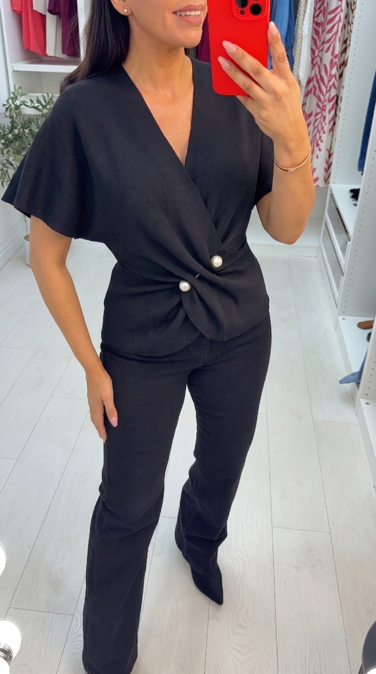 Pixie Pearl Detail Batwing Knit Top