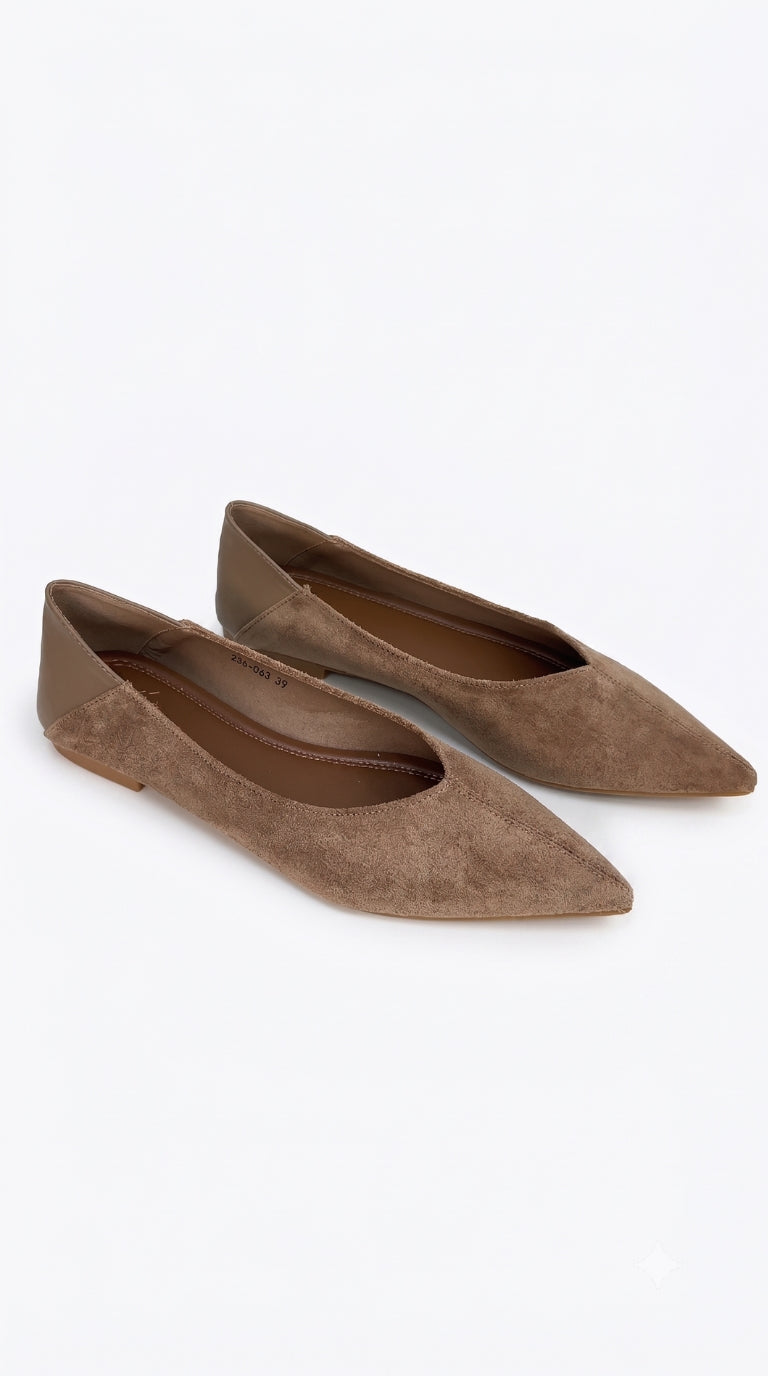Vivia Faux Suede Pointed Ballet Flats