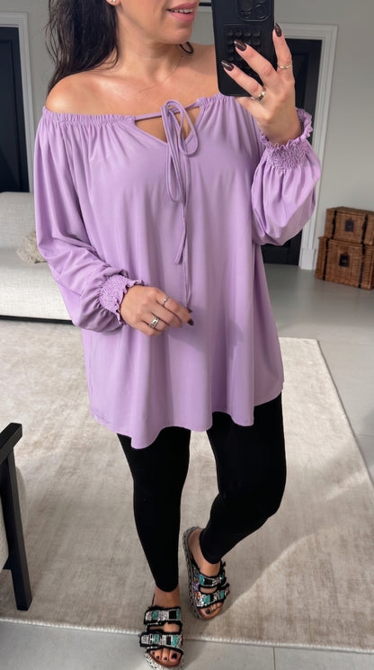 Teresa Plain Loose Fit Bardot Top