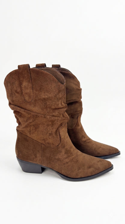 Gianna Faux Suede Runched Pointed Boots