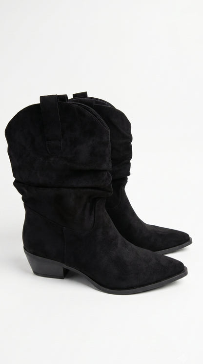 Gianna Faux Suede Runched Pointed Boots