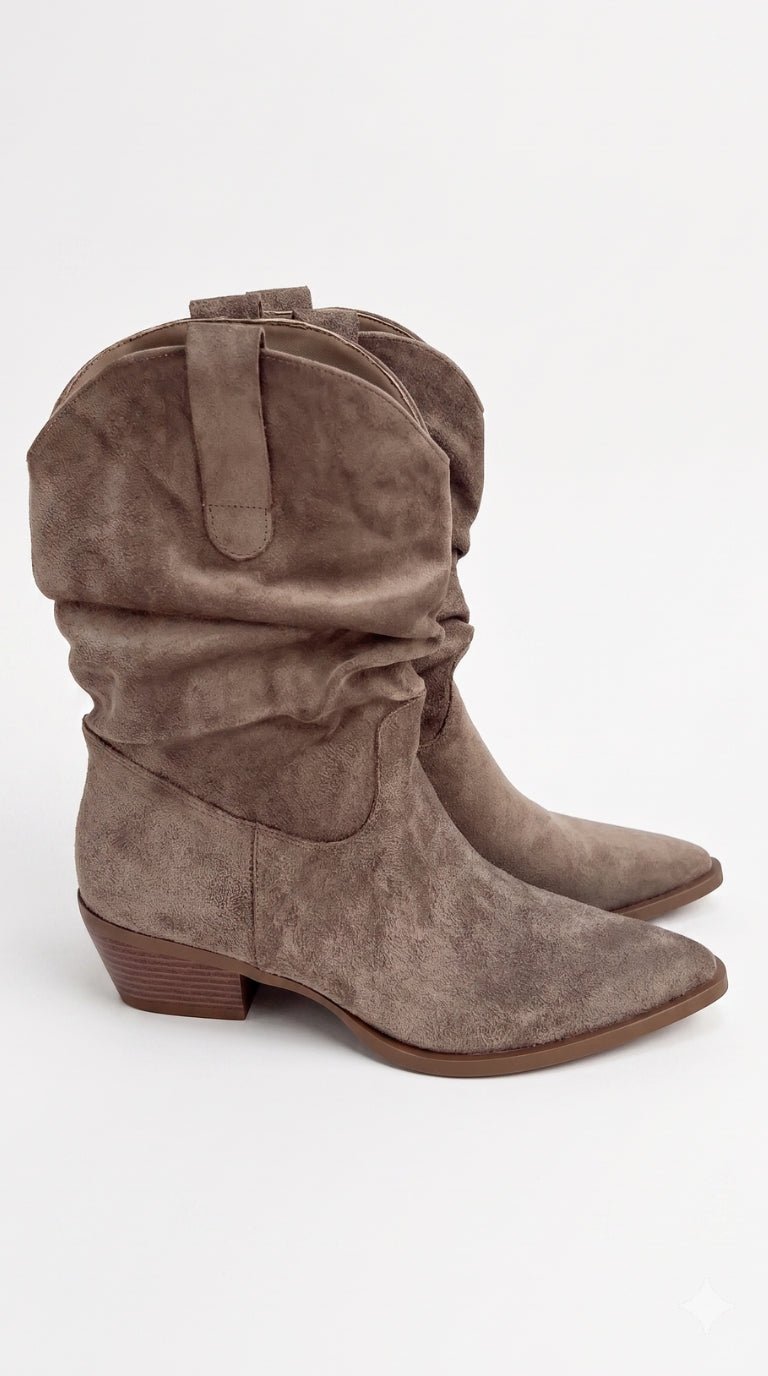 Gianna Faux Suede Runched Pointed Boots