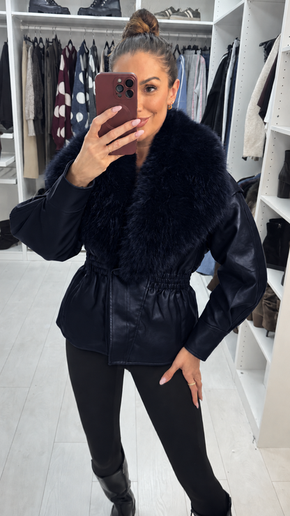Caris Faux Fur & Leather Jacket