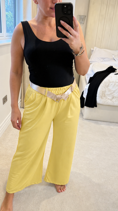 Lianna Plain Wide Leg Belted Trousers