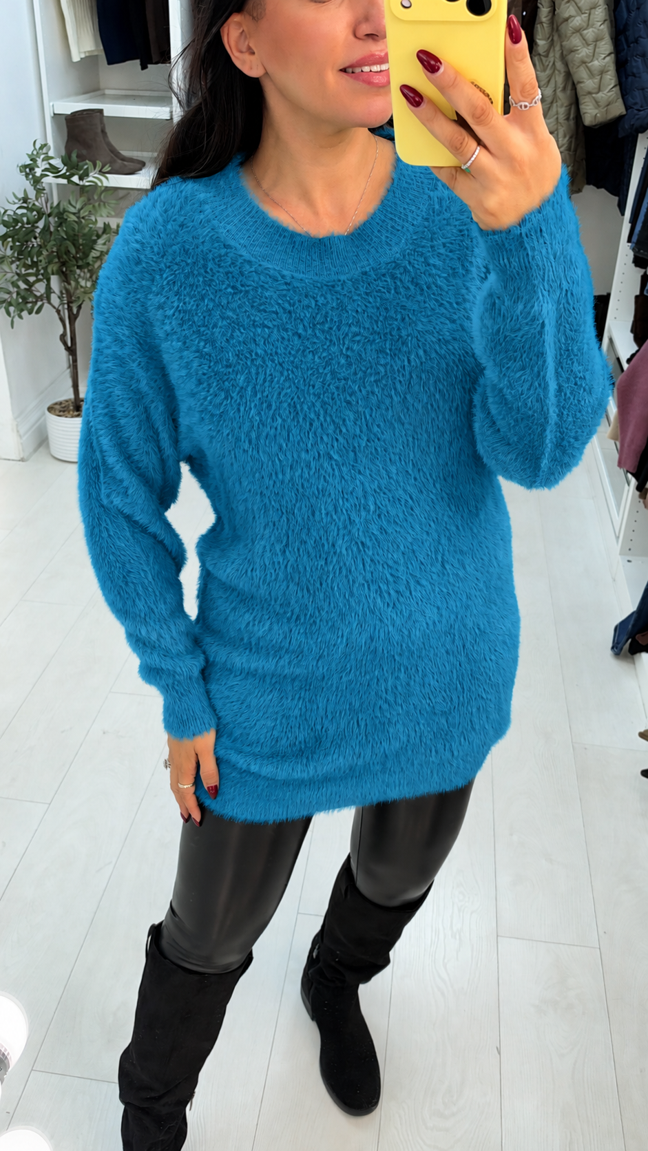 Morina Plain Super Soft Fluffy Longline Jumper