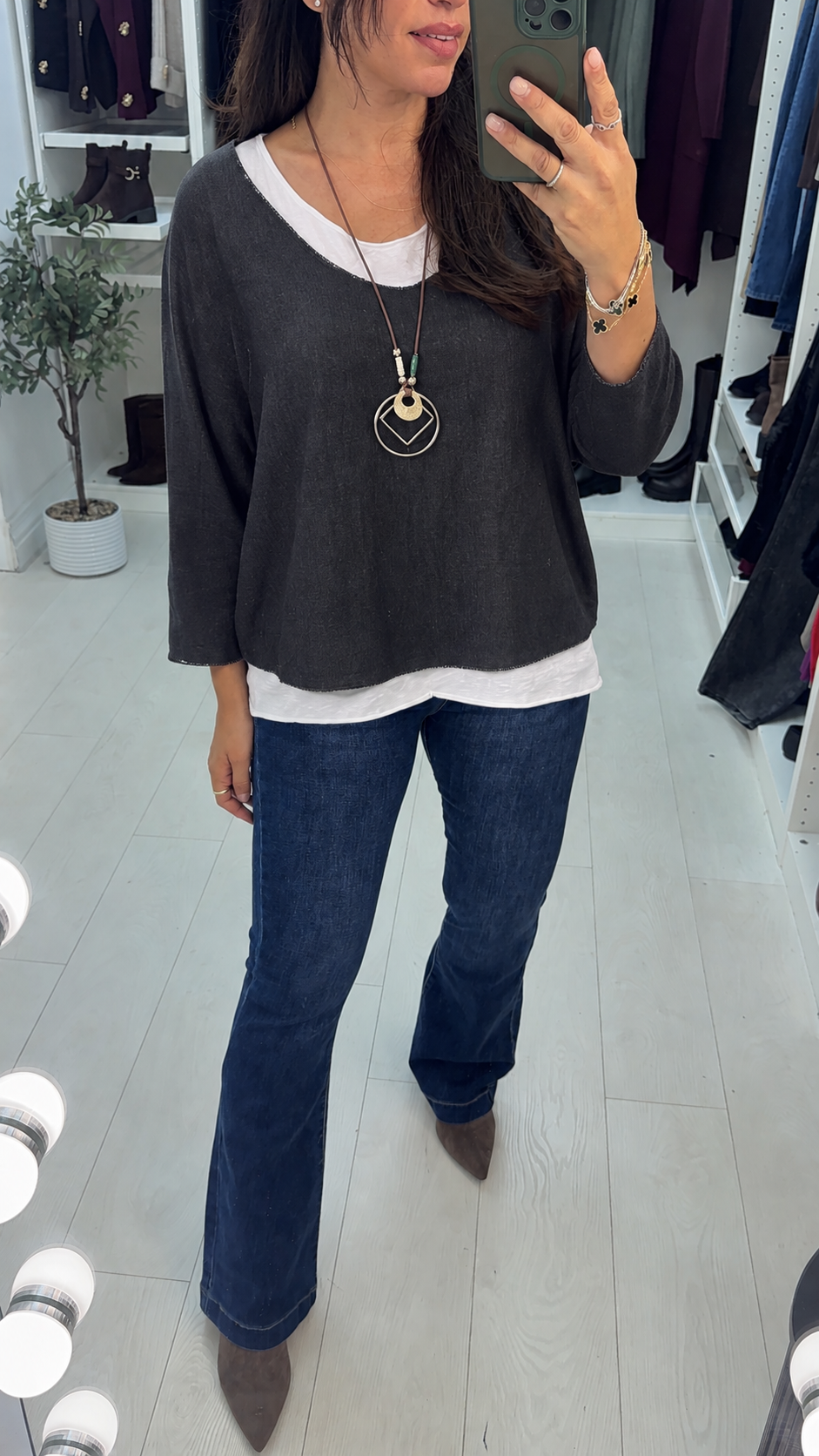 Kailani Plain Double Layer Necklace Fine Knit Jumper