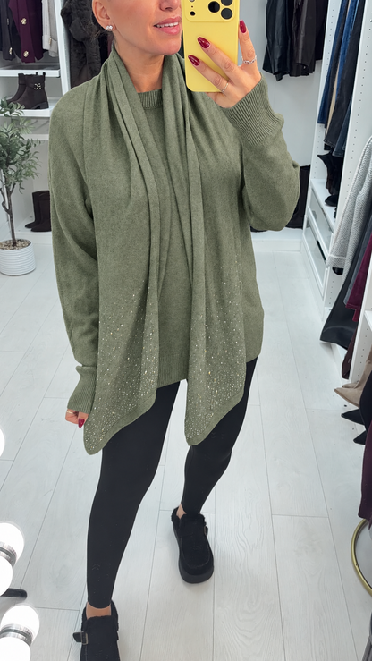 Francis Plain Diamante Embellished Scarf Jumper