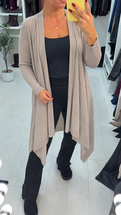 Beverley Plain Ribbed Asymmetric Cardigan