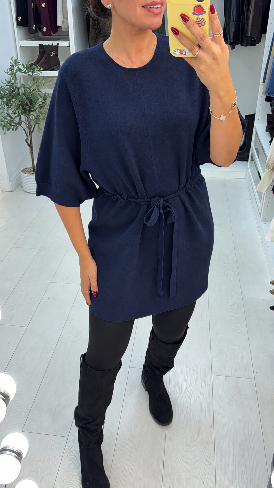 Abbie Plain Drawstring Waist Jumper Dress