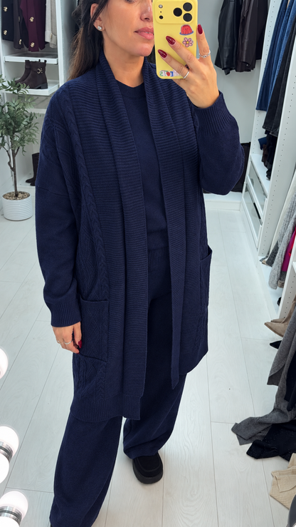 Jenesis Plain Cable Knit 3 Piece Loungewear Set