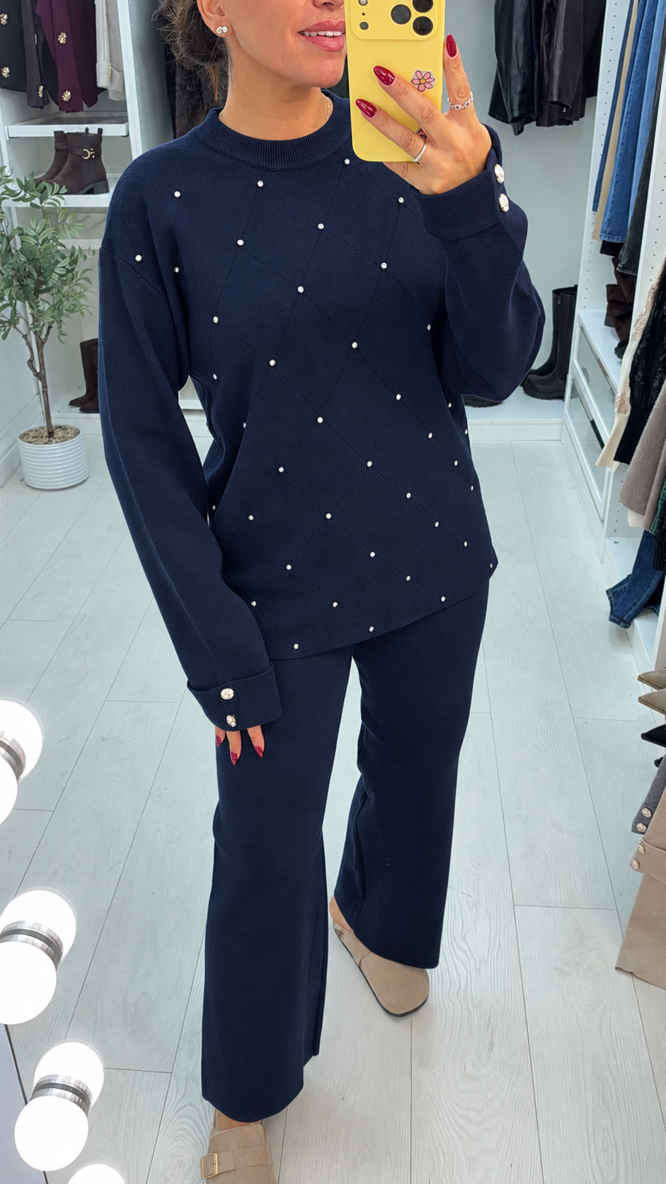 Ottie Plain Diamante Embellished Loungewear Set