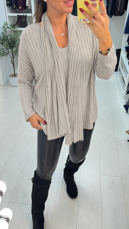 Dannie Plain Ribbed Scarf Thin Knit Jumper