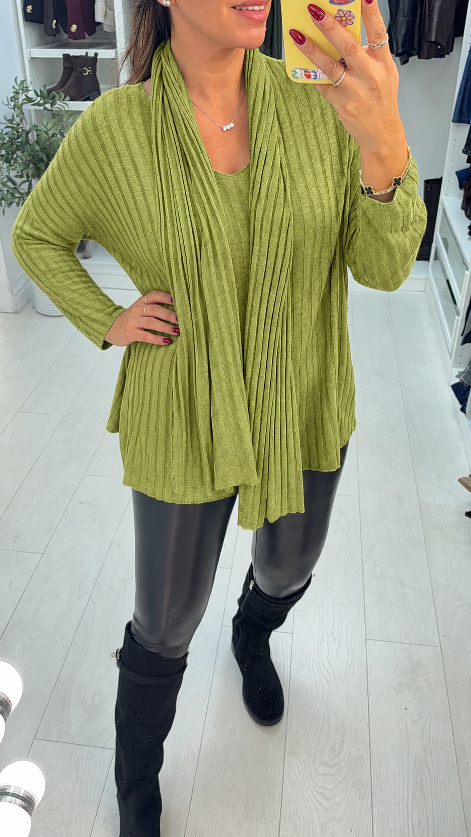 Dannie Plain Ribbed Scarf Thin Knit Jumper