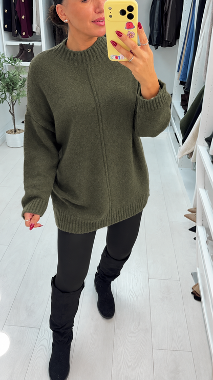 Sadia Plain High Neck Longline Jumper