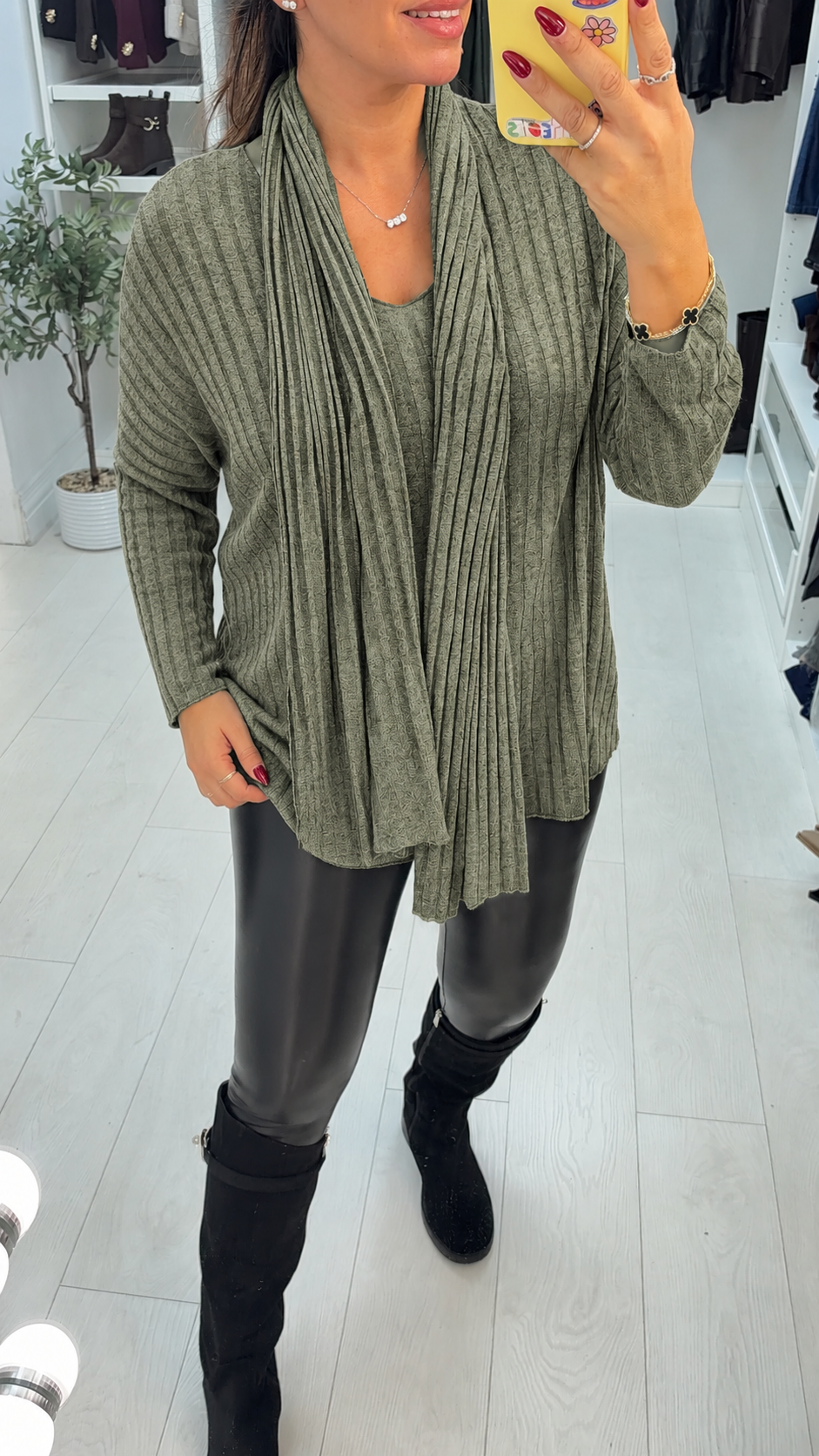 Dannie Plain Ribbed Scarf Thin Knit Jumper