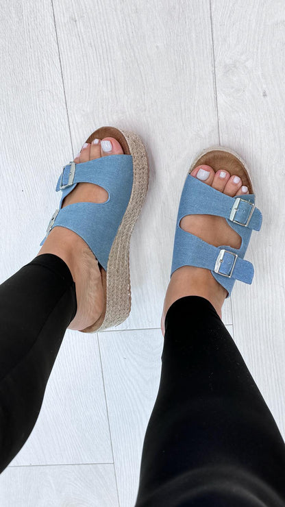 Ynes Platform Double Buckle Mules