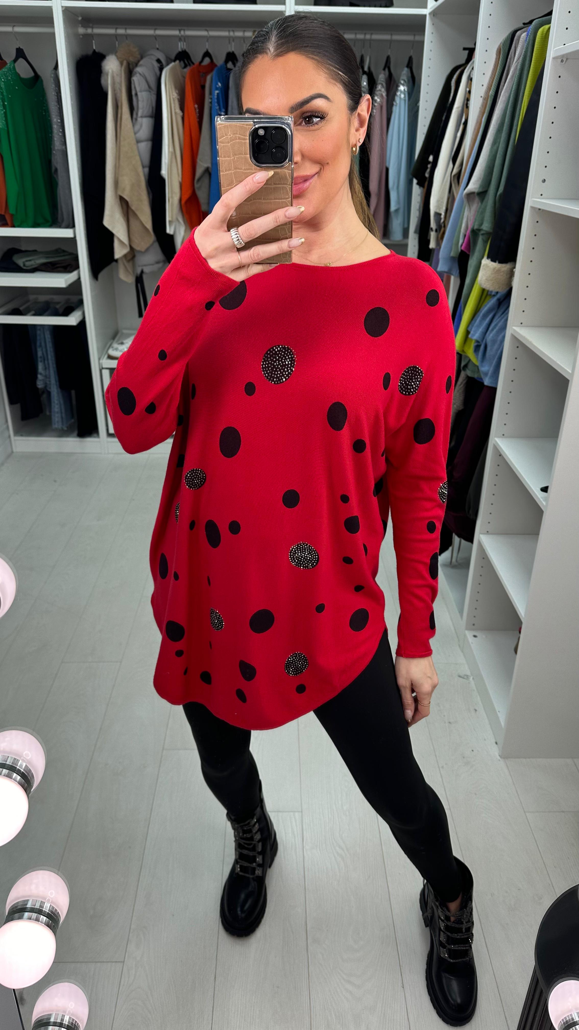 Mildred Diamante Spot Fine Knit Jumper