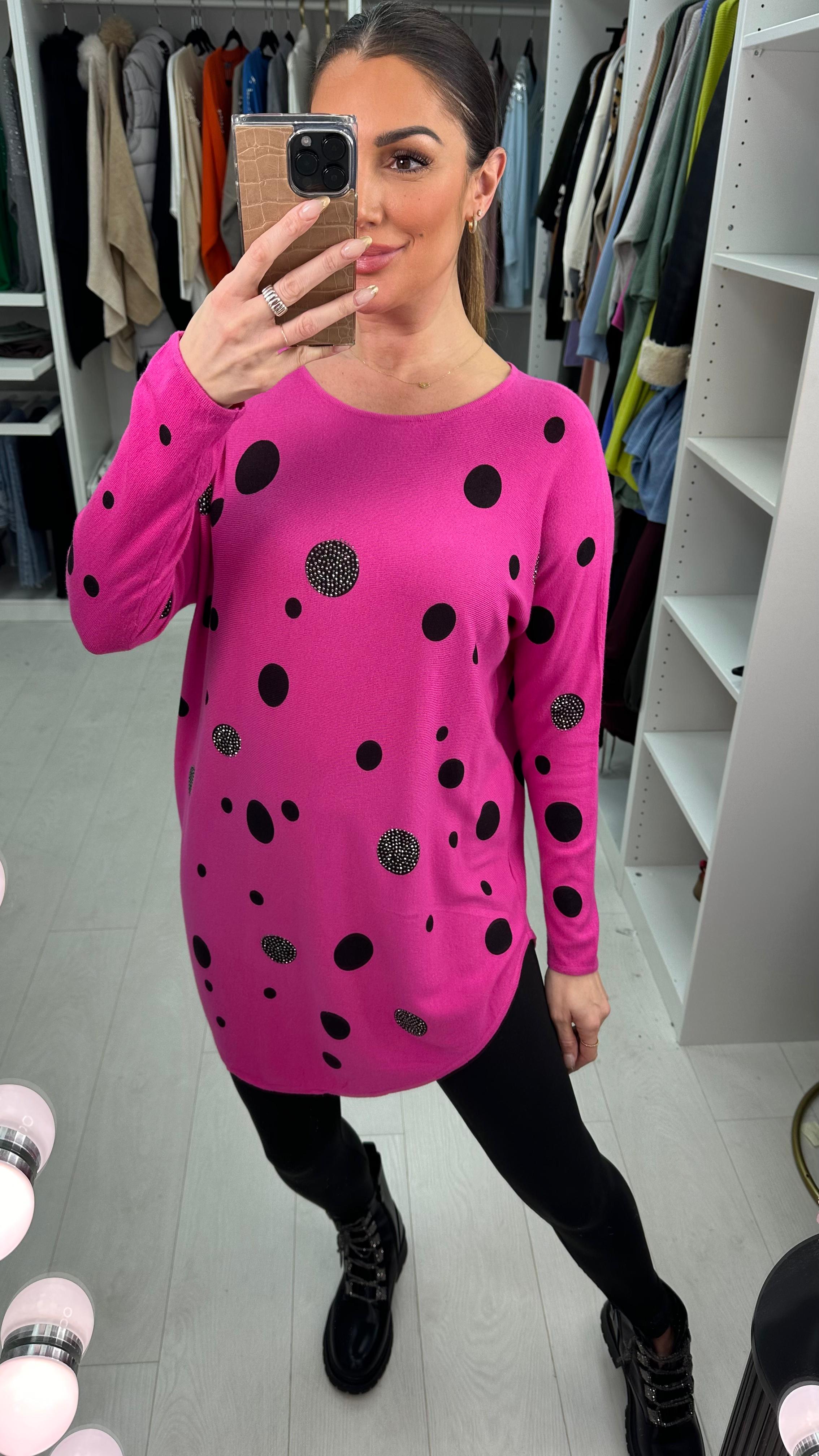 Mildred Diamante Spot Fine Knit Jumper