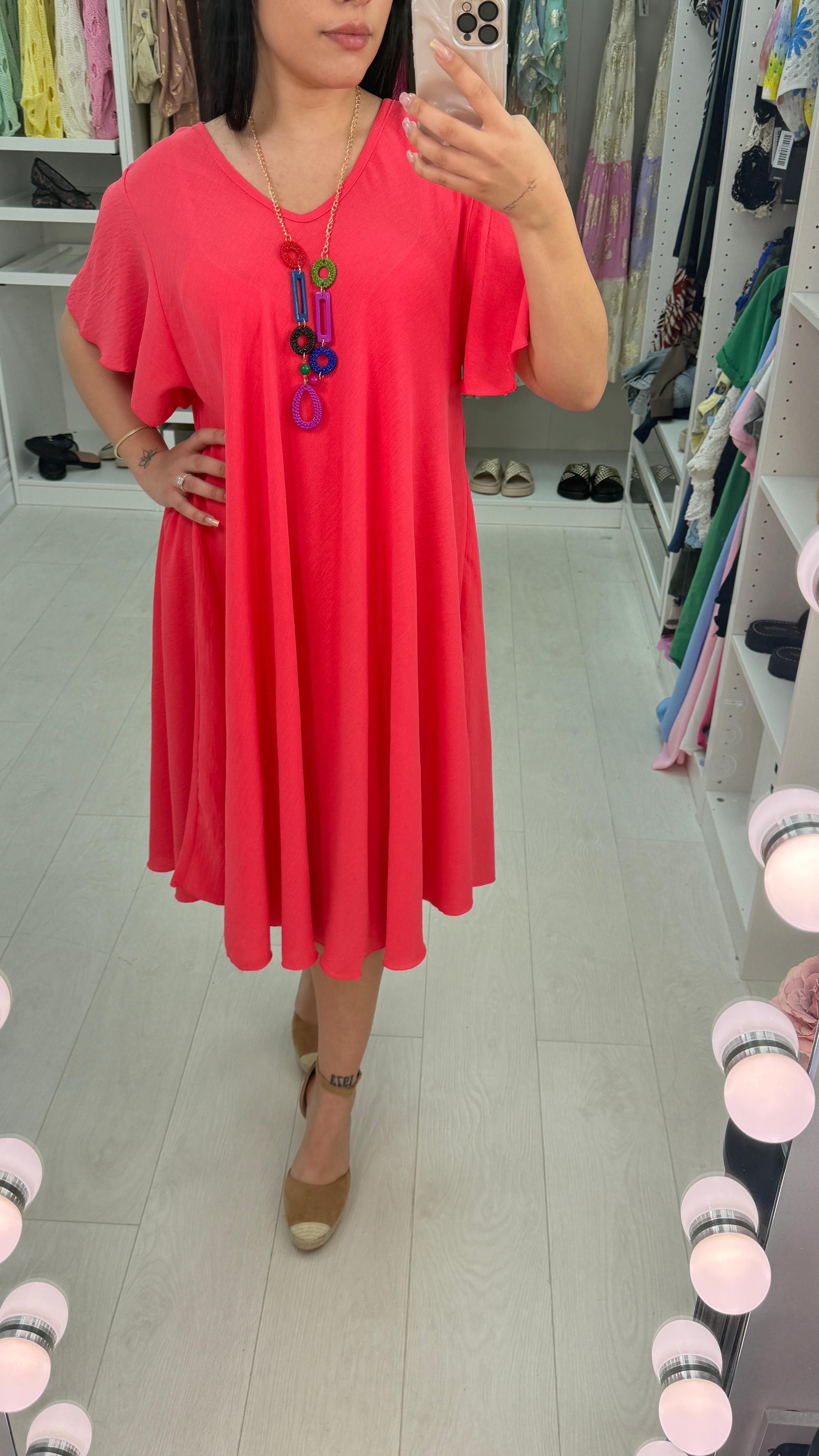 Amira Loose Fit Dress With Necklace