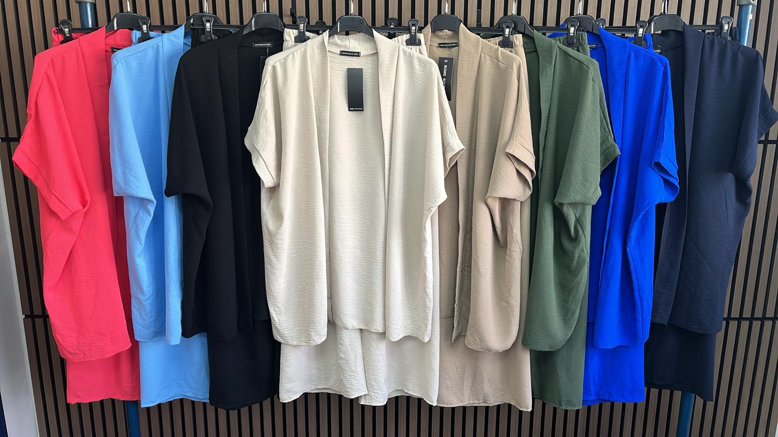 Milani Plain Longline Kimono Crepe Co-Ord Set