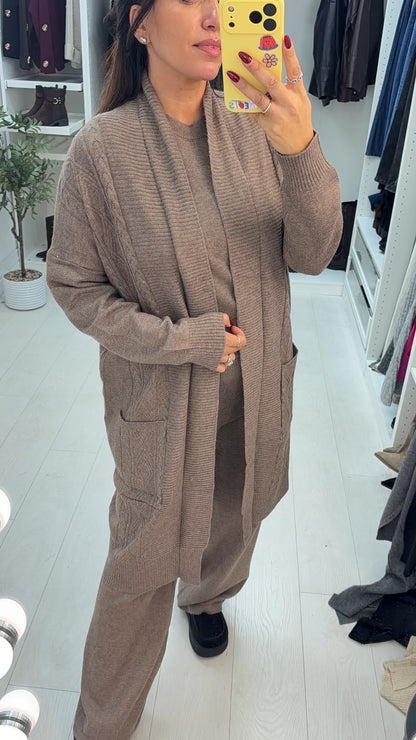 Jenesis Plain Cable Knit 3 Piece Loungewear Set