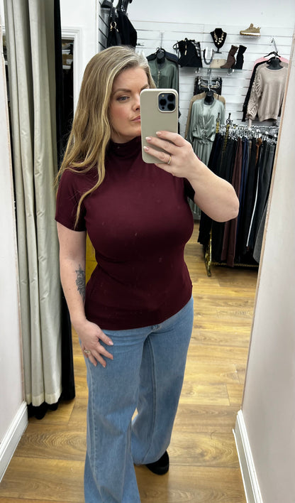 Sayla High Neck Short Sleeve Top