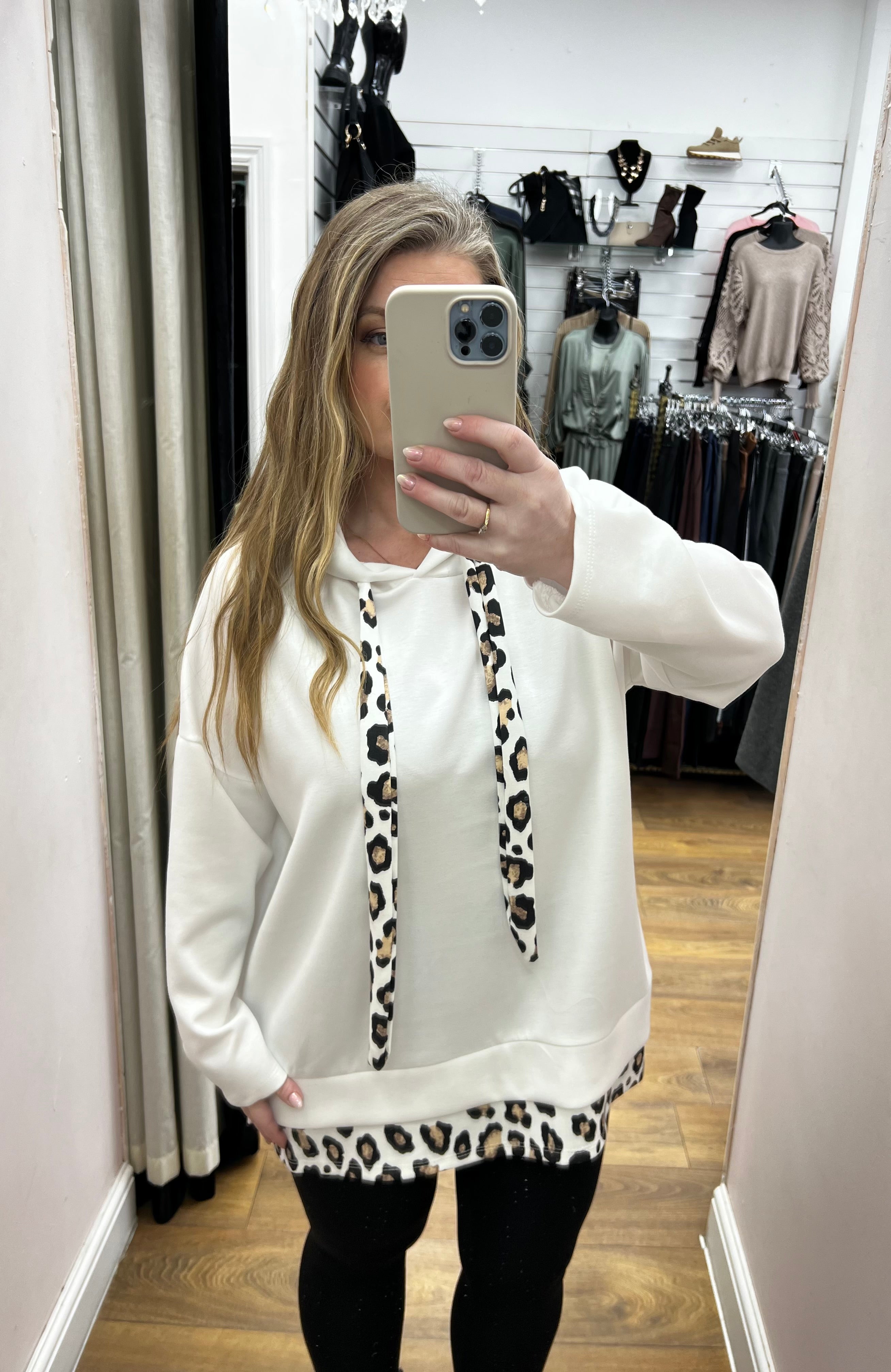 Tensa Leopard Trim Scuba Sweatshirt