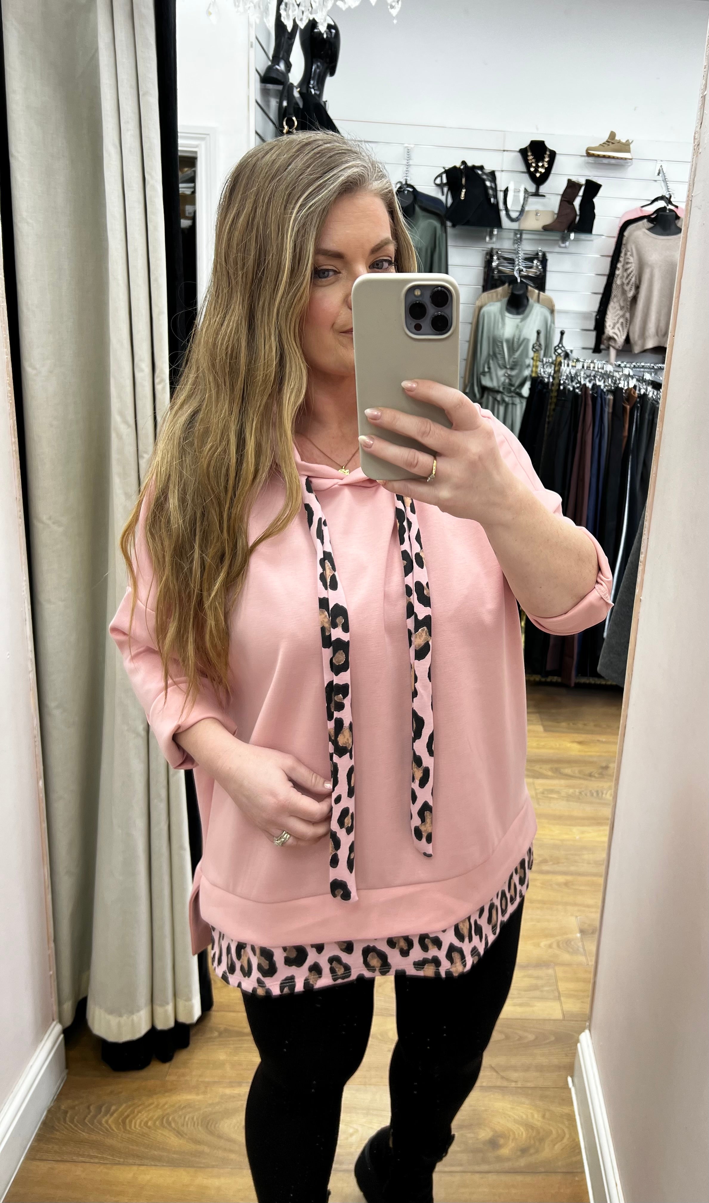 Tensa Leopard Trim Scuba Sweatshirt