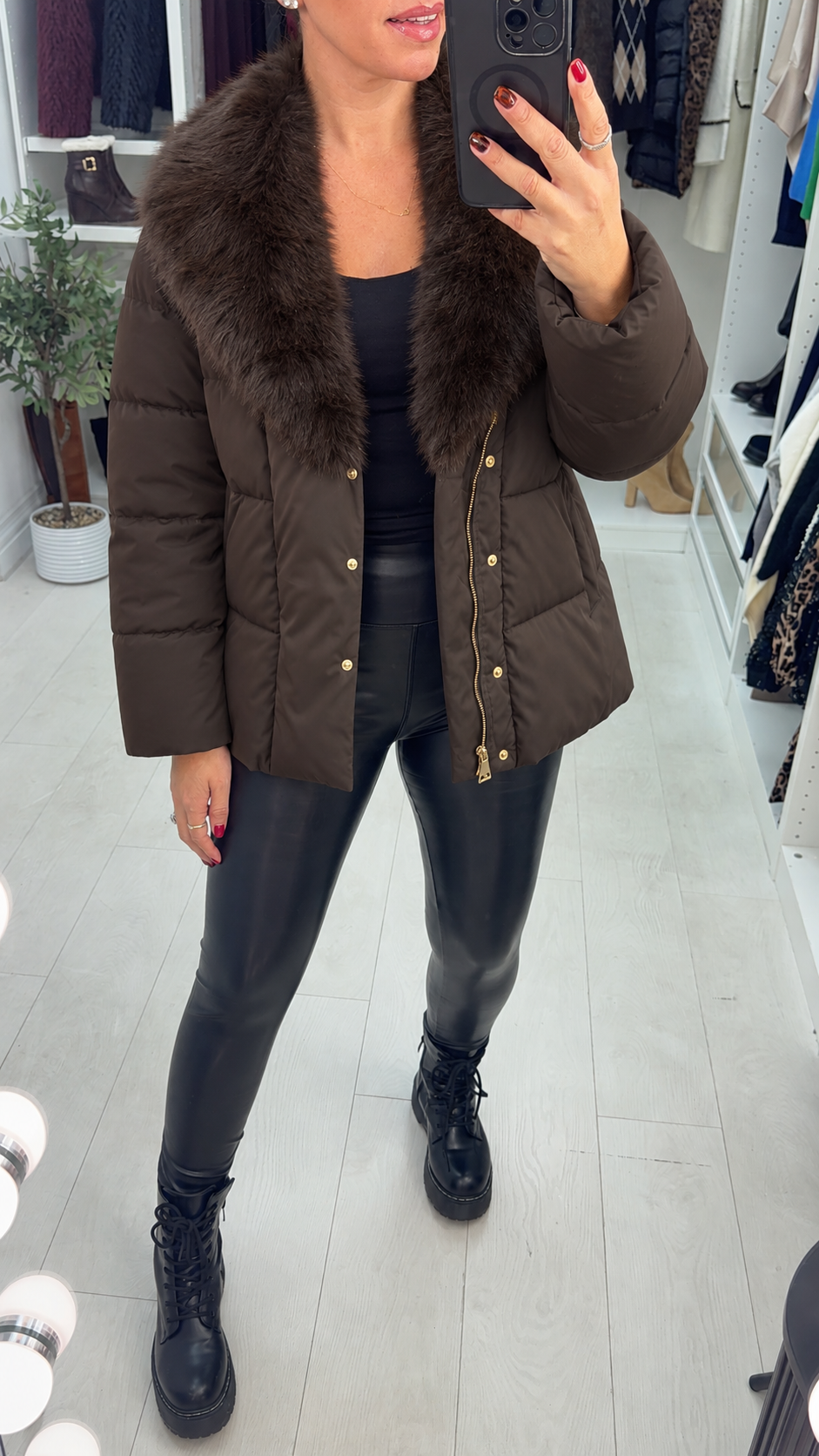 Daisie Faux Fur Detailed Belted Puffer Coat