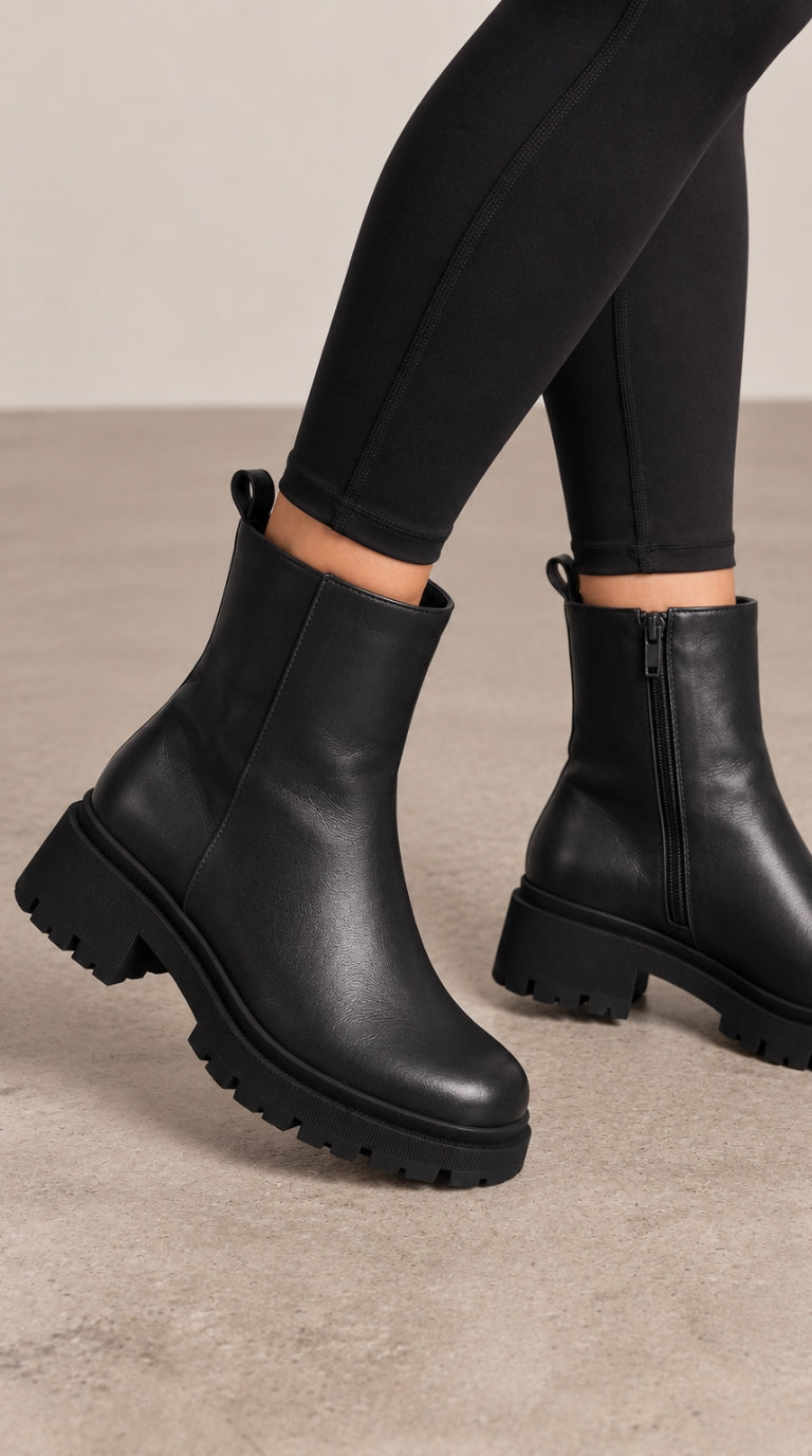 Mandy Faux Leather Ankle Boots