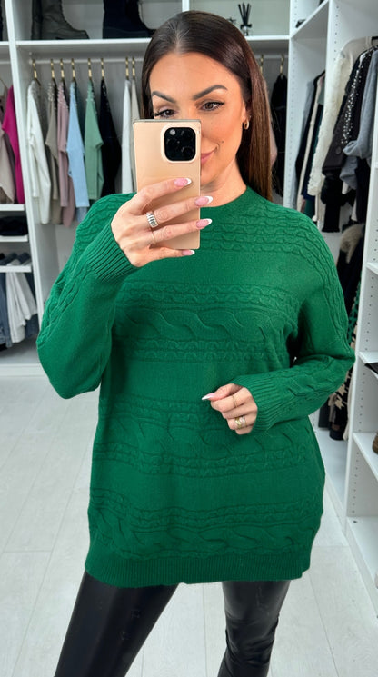 Cathleen Plain Oversized Cable Knit Jumper