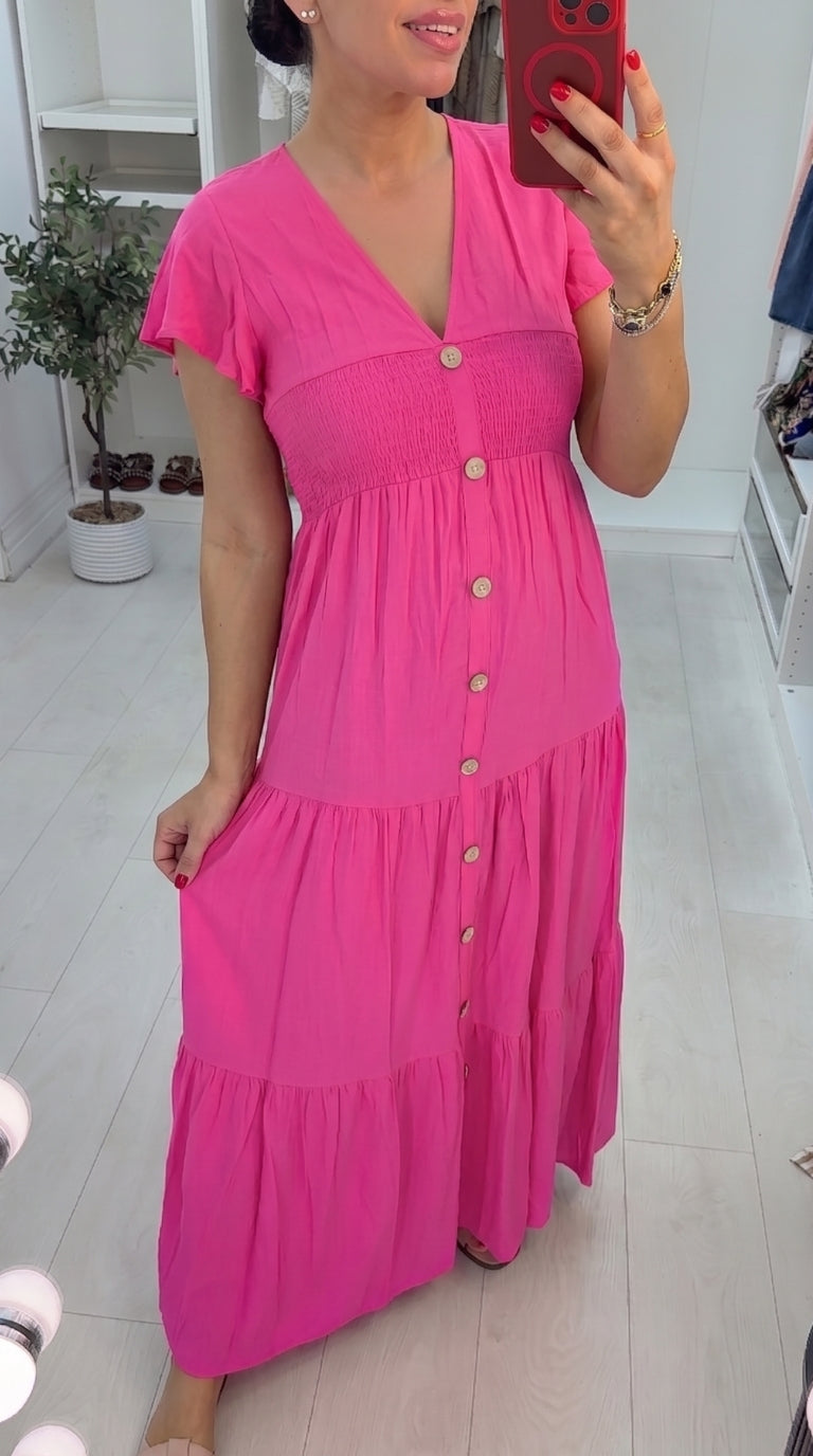 Kemmy Plain Tiered Hem Maxi Dress