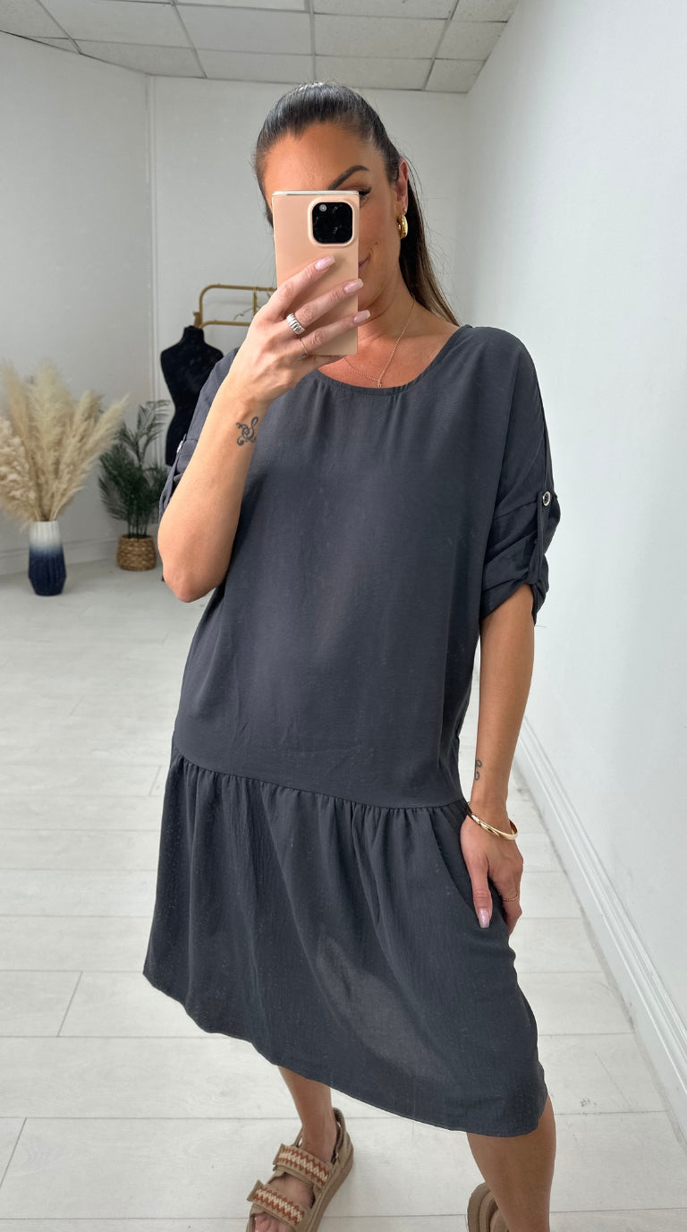 Cheryl Oversized Frill Hem Choker Back Chiffon Dress