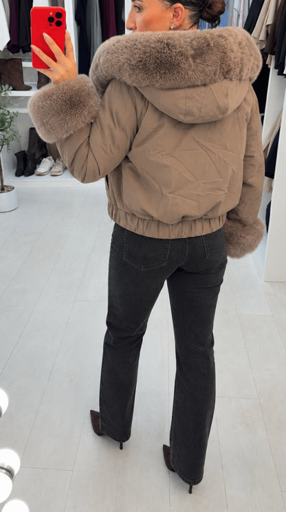 Marena Faux Fur Detailed Hooded Coat