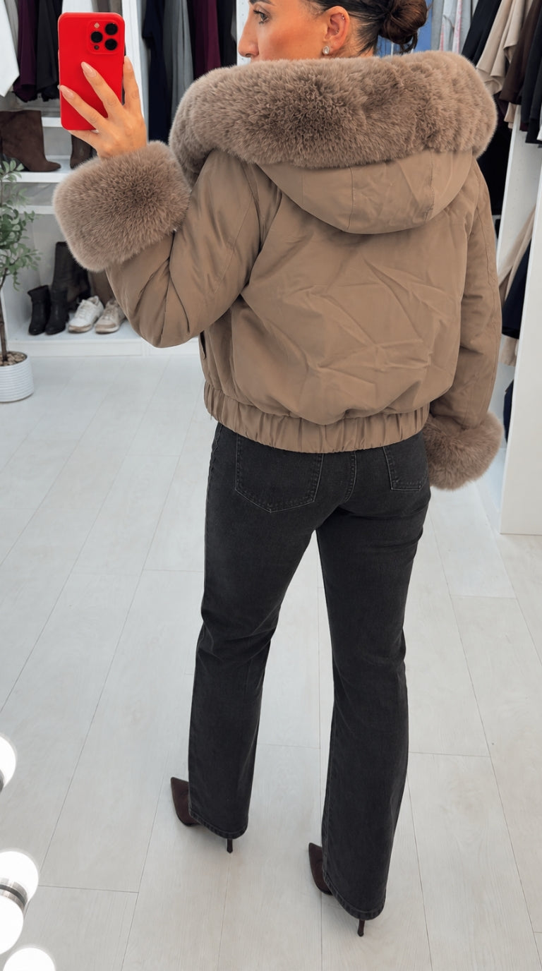 Marena Faux Fur Detailed Hooded Coat