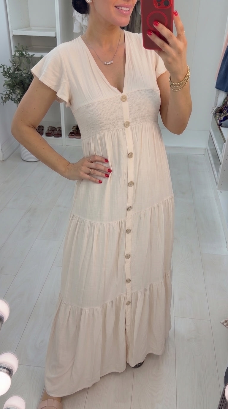 Kemmy Plain Tiered Hem Maxi Dress