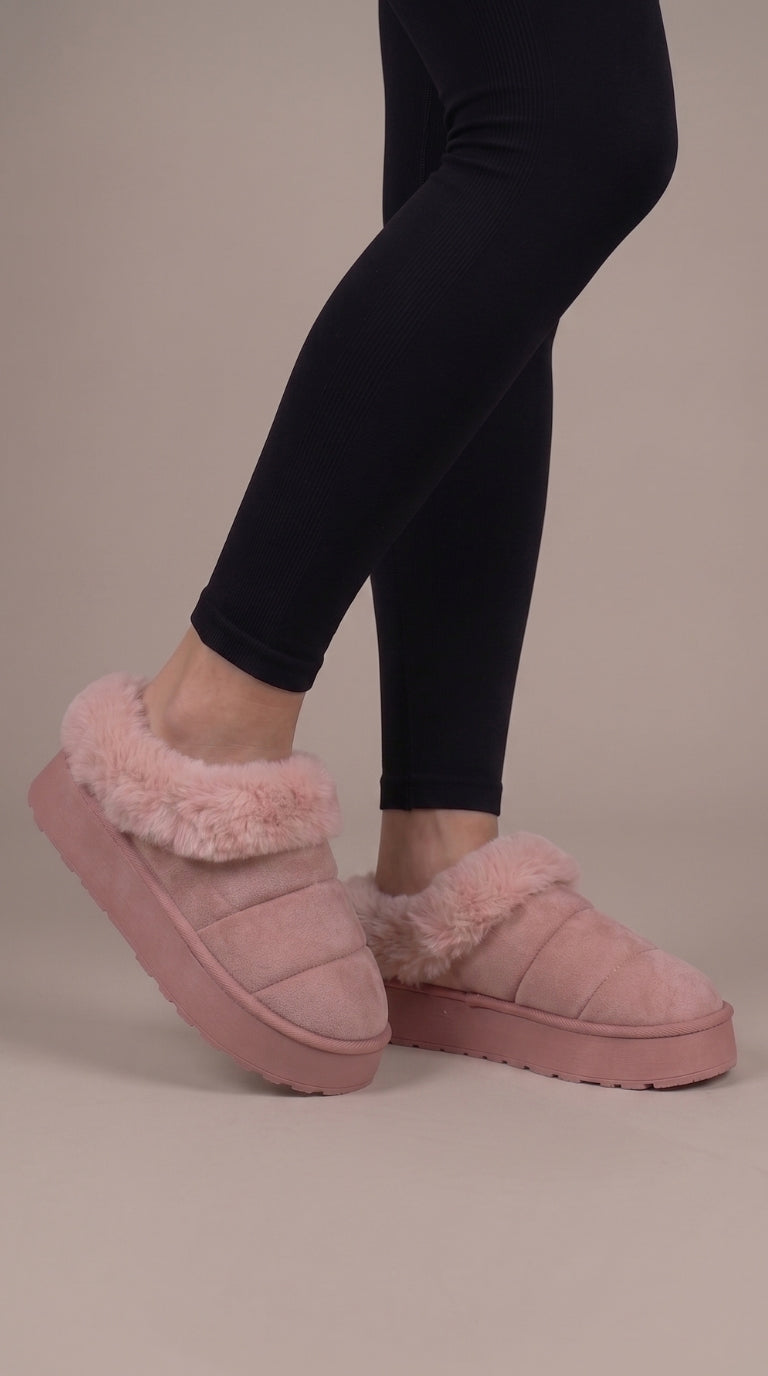 Eris Faux Fur Suede Platform Clogs