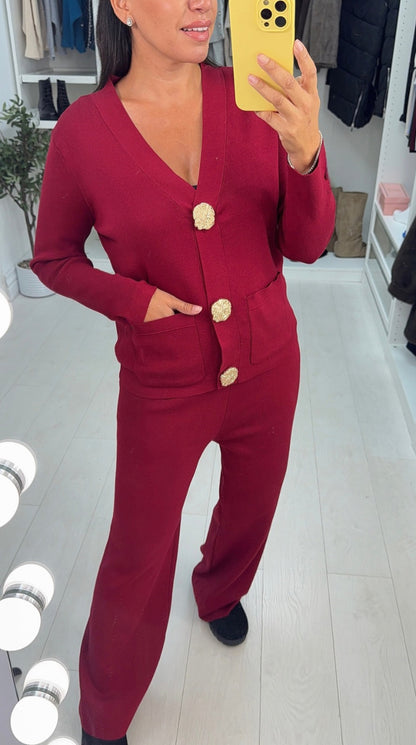 Yasminda Plain Statement Button Front Co-Ord Set