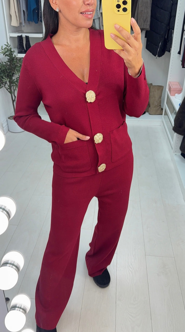 Yasminda Plain Statement Button Front Co-Ord Set