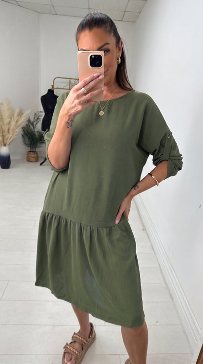 Cheryl Oversized Frill Hem Choker Back Chiffon Dress