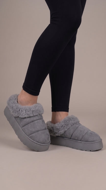 Eris Faux Fur Suede Platform Clogs