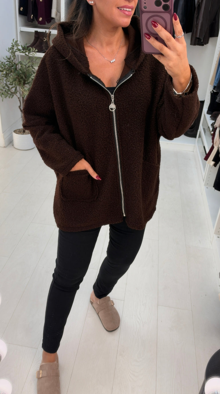 Helene Plain Boucle Hooded Jacket