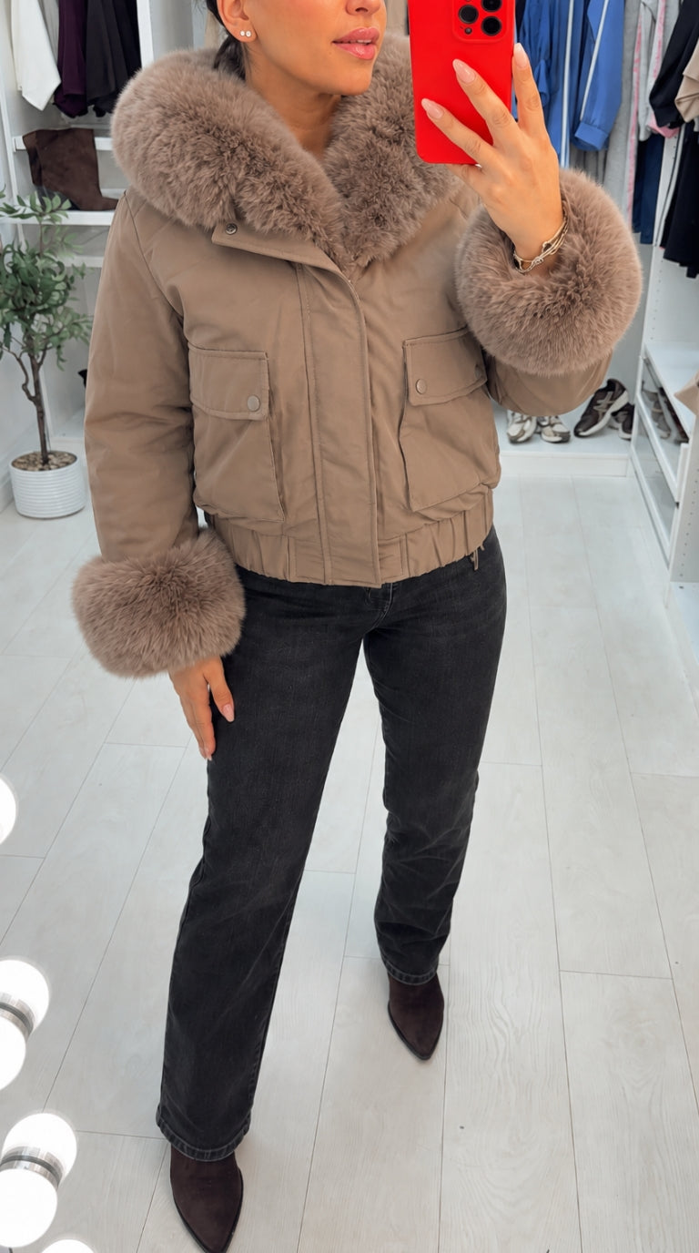 Marena Faux Fur Detailed Hooded Coat