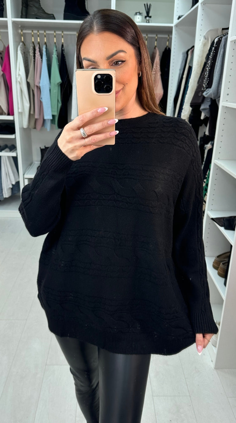 Cathleen Plain Oversized Cable Knit Jumper
