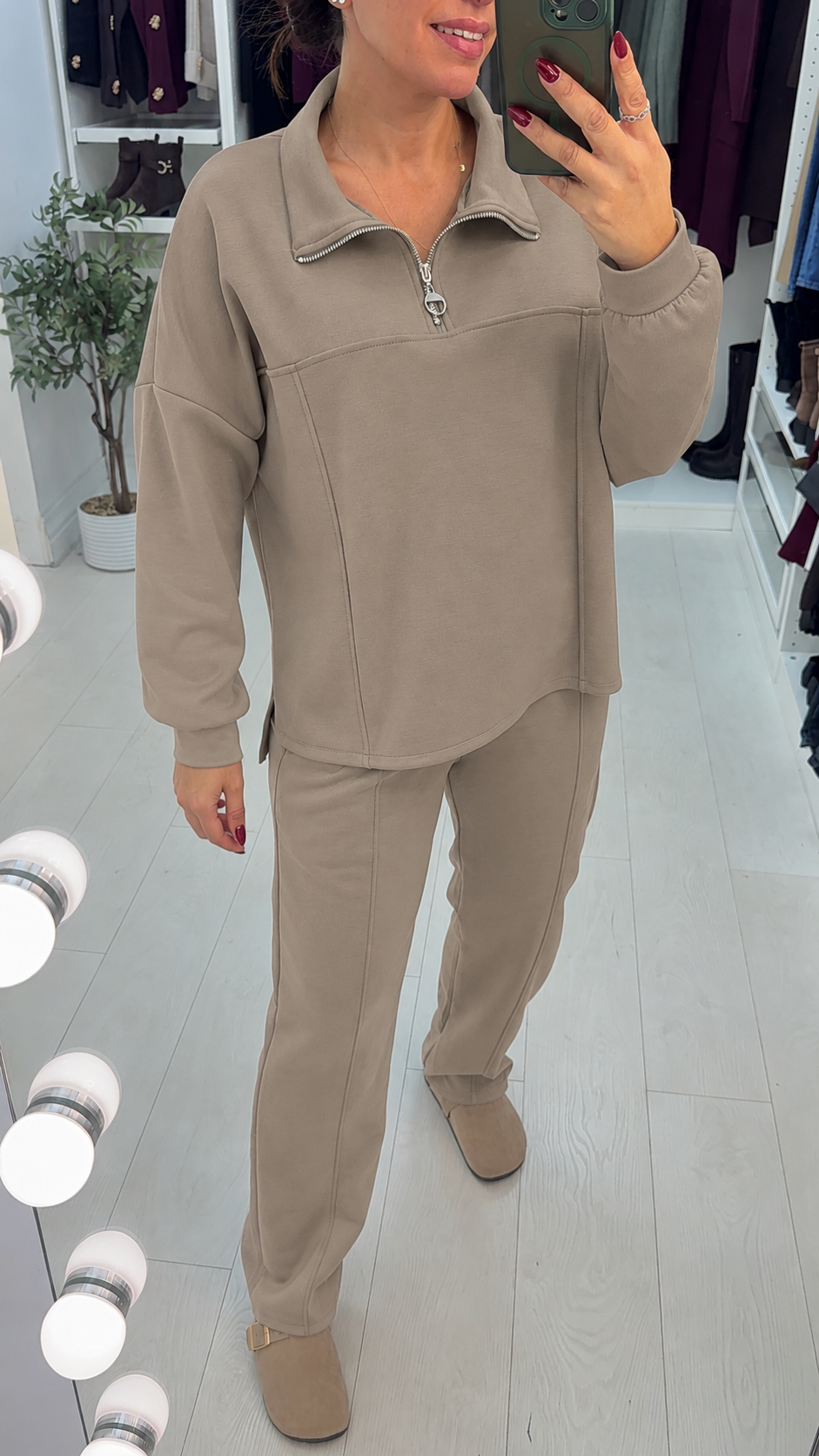 Tullah Plain Quarter Zip Loungewear Set